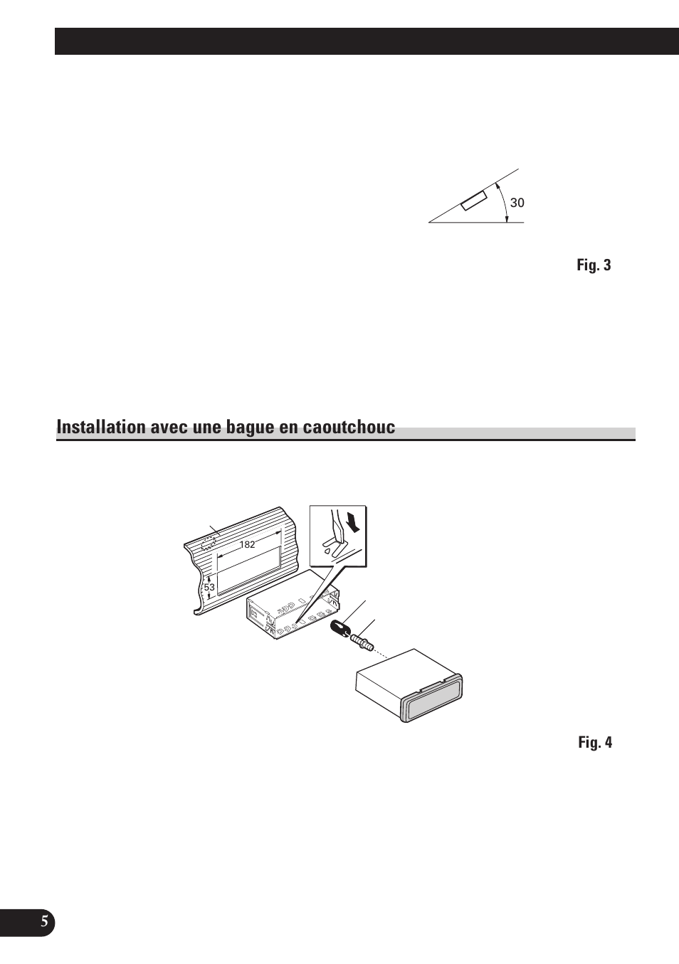 Installation, Installation avec une bague en, Caoutchouc | A title (english), Installation avec une bague en caoutchouc | Pioneer MEH-P7100R User Manual | Page 30 / 52