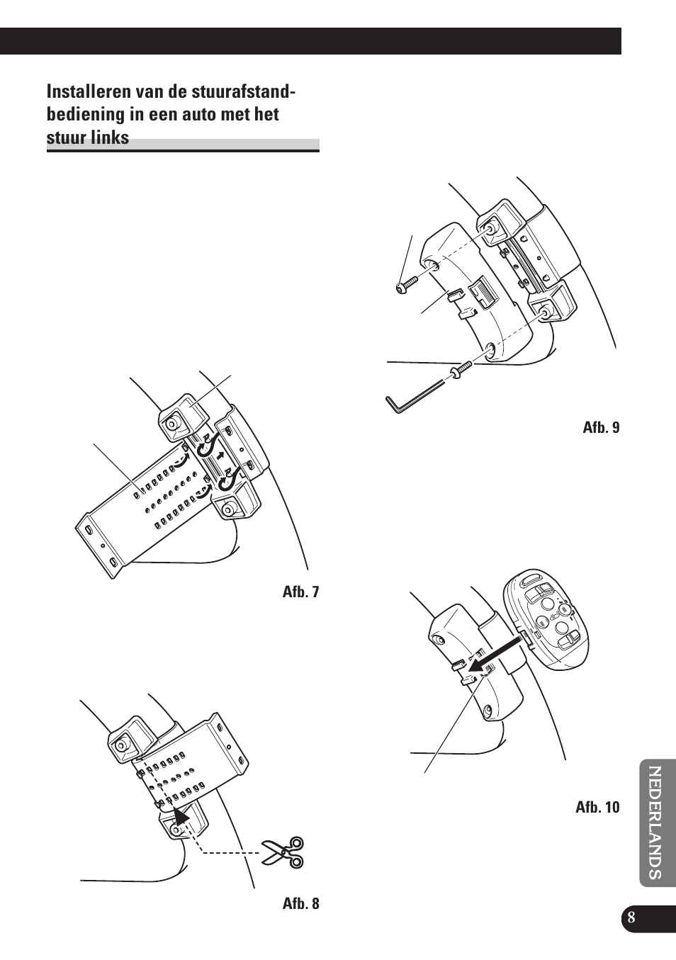 Installeren van de stuurafstandbediening, In een auto met het stuur links | Pioneer MEH-P7100R User Manual | Page 49 / 52