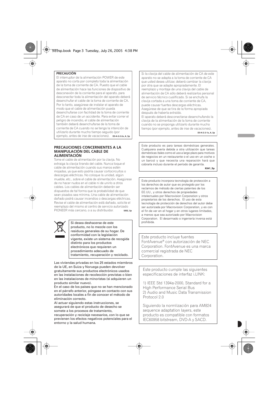 Español | Pioneer DV-989AVi-S User Manual | Page 101 / 202