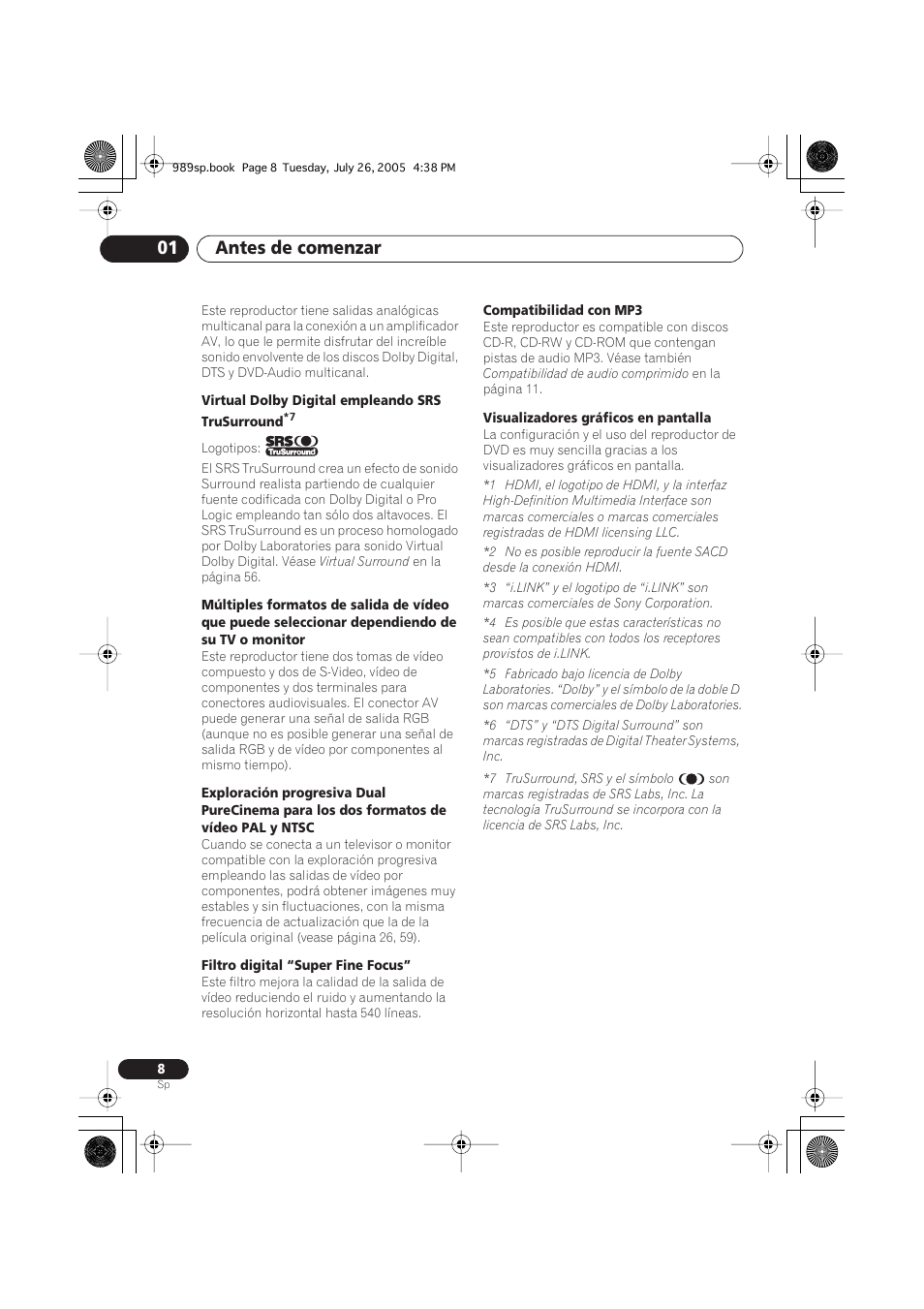 Antes de comenzar 01 | Pioneer DV-989AVi-S User Manual | Page 106 / 202