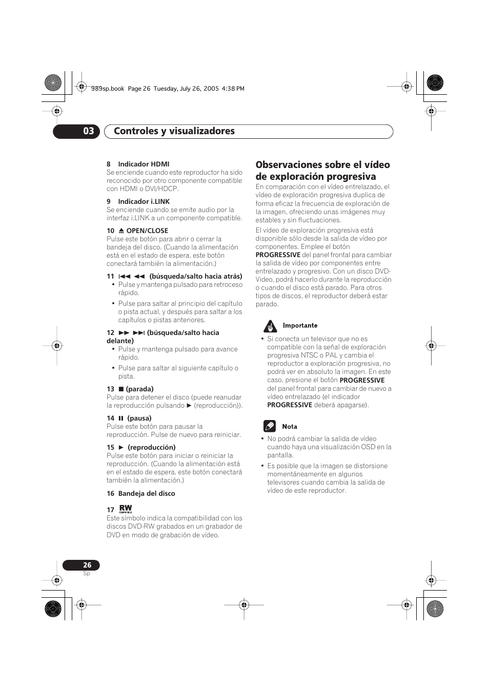 Controles y visualizadores 03 | Pioneer DV-989AVi-S User Manual | Page 124 / 202