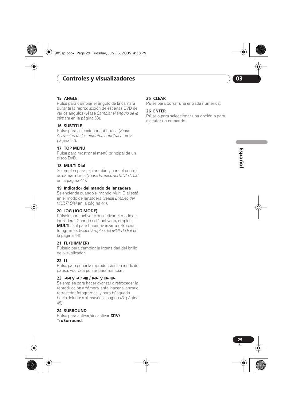 Controles y visualizadores 03 | Pioneer DV-989AVi-S User Manual | Page 127 / 202