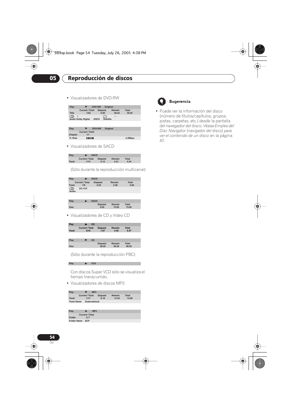 Reproducción de discos 05, En la página 42 | Pioneer DV-989AVi-S User Manual | Page 152 / 202