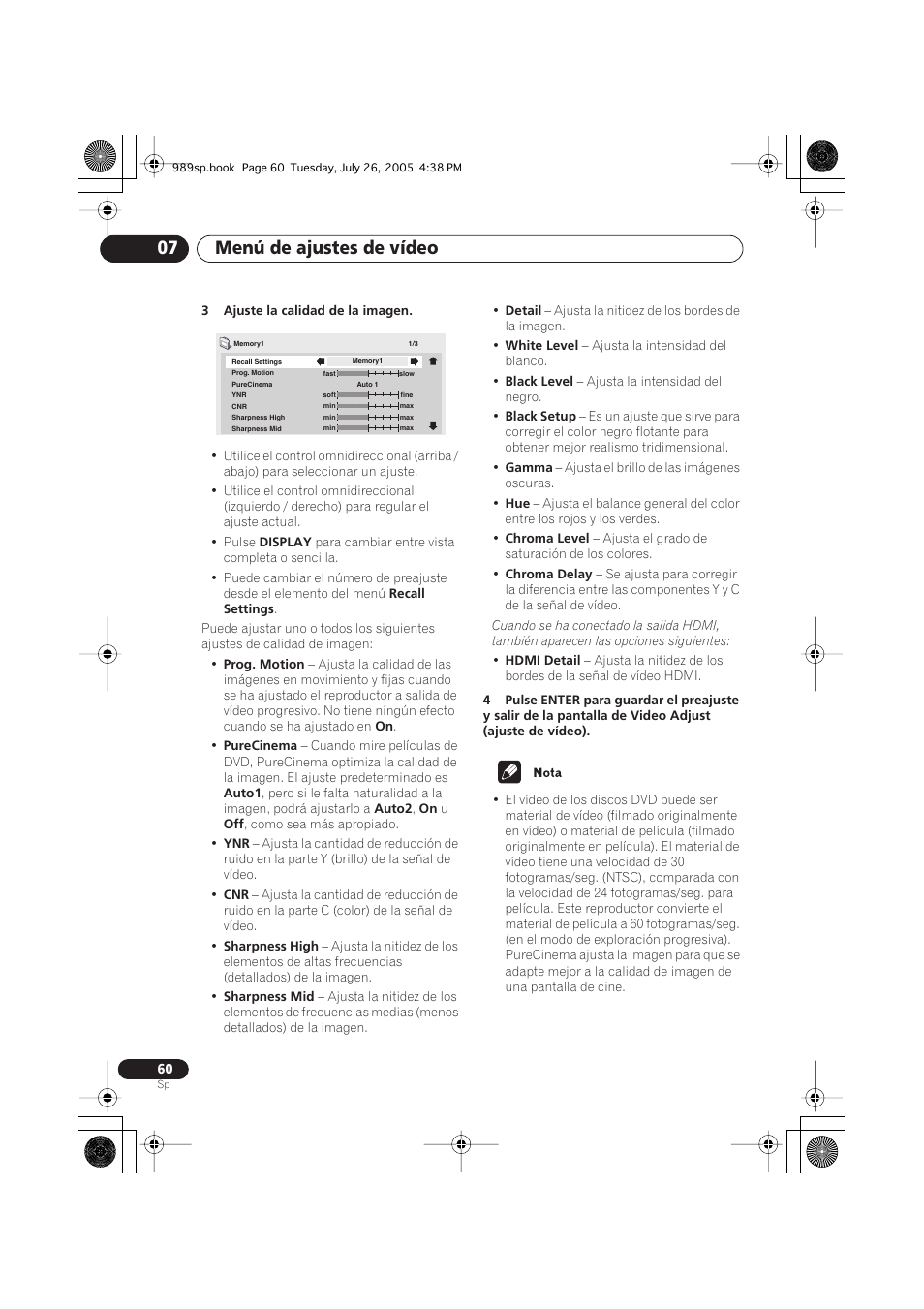 Menú de ajustes de vídeo 07 | Pioneer DV-989AVi-S User Manual | Page 158 / 202