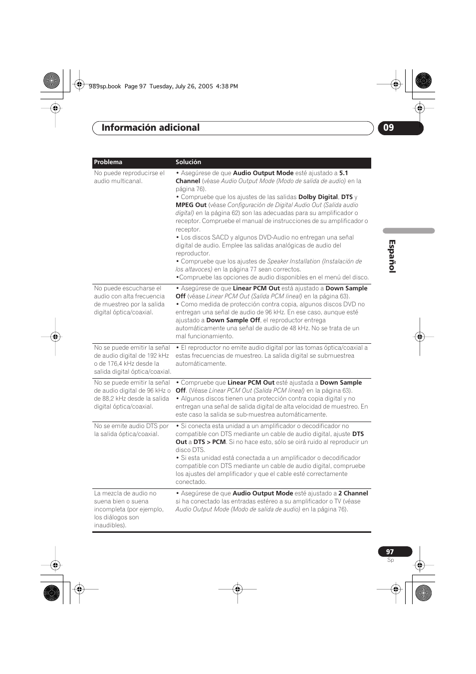 Información adicional 09, Español | Pioneer DV-989AVi-S User Manual | Page 195 / 202