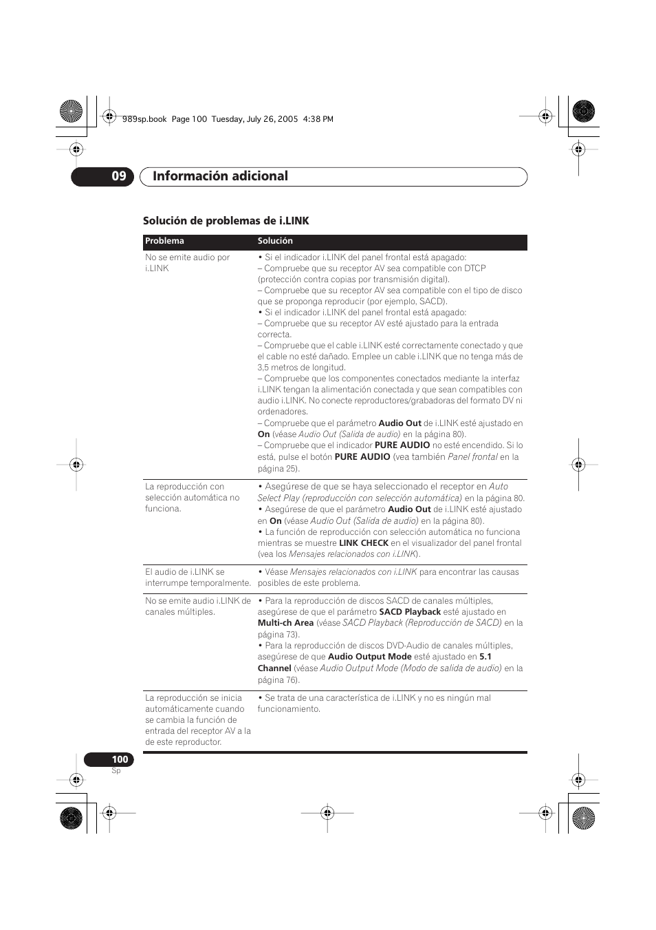 Solución de problemas de i.link, Información adicional 09 | Pioneer DV-989AVi-S User Manual | Page 198 / 202