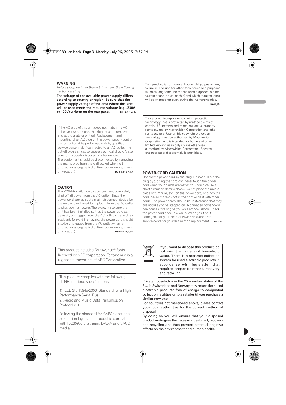 English | Pioneer DV-989AVi-S User Manual | Page 3 / 202