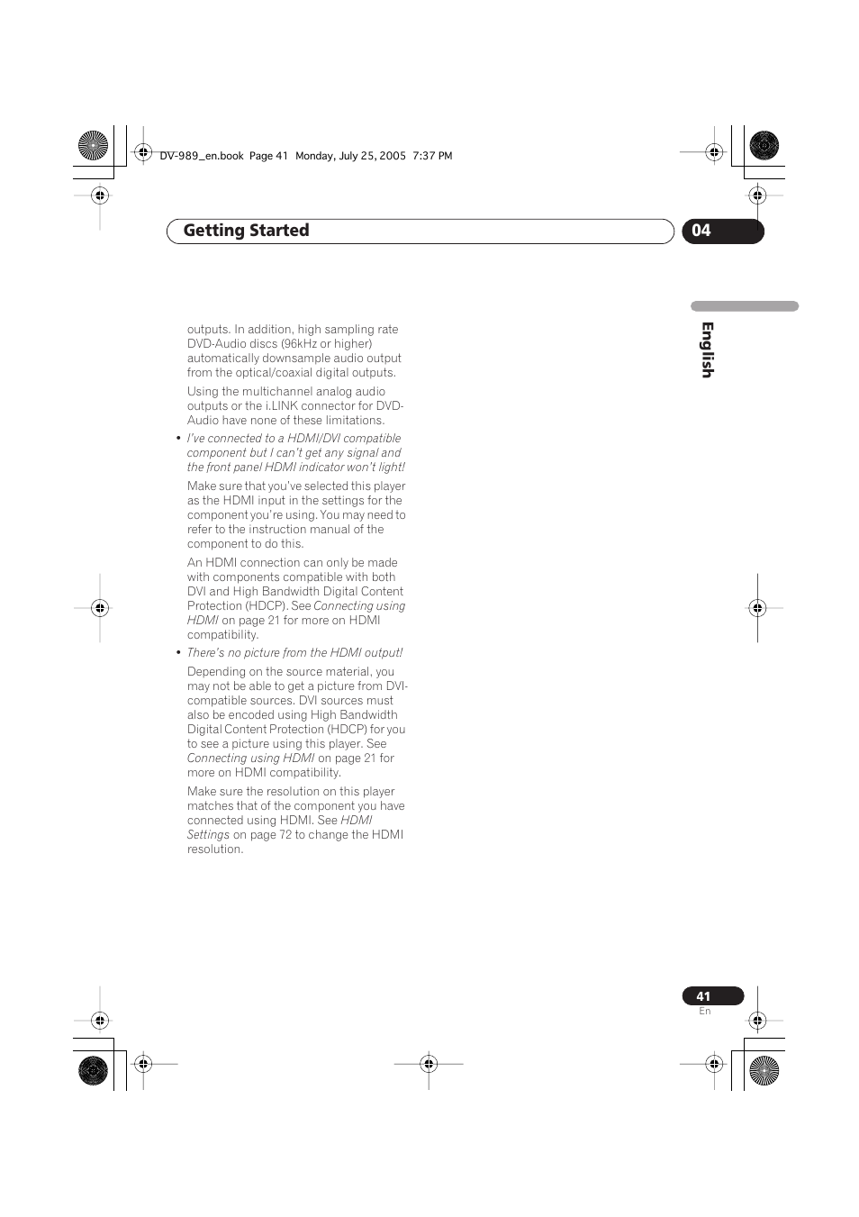 Getting started 04 | Pioneer DV-989AVi-S User Manual | Page 41 / 202