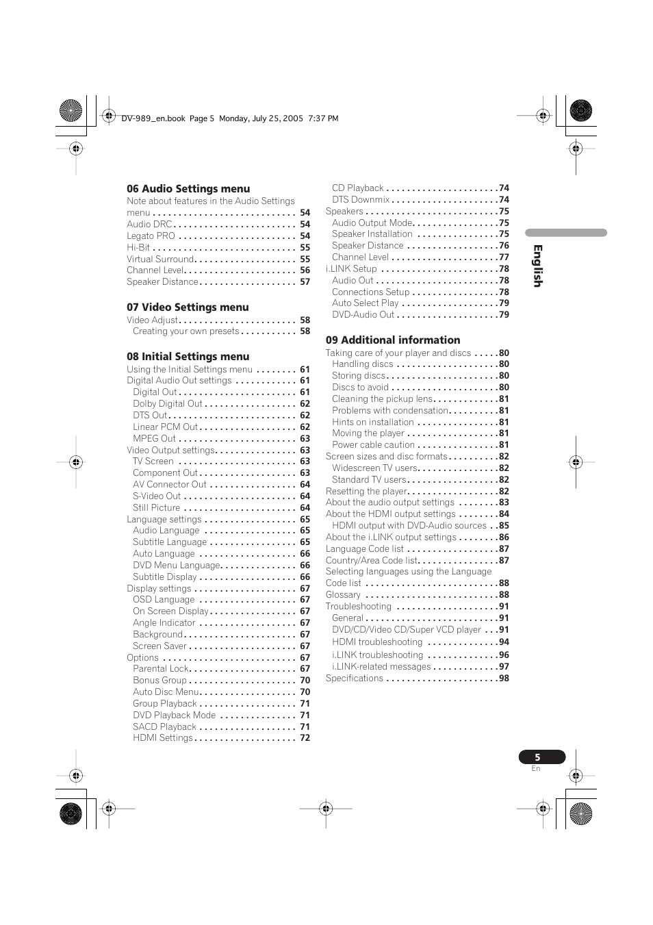 Pioneer DV-989AVi-S User Manual | Page 5 / 202