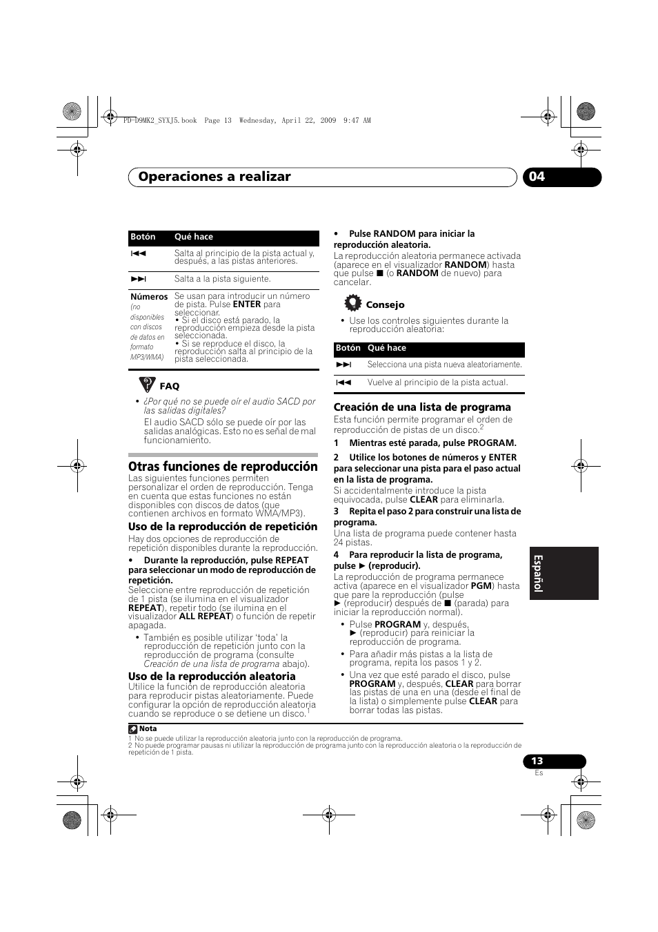 Otras funciones de reproducción, Operaciones a realizar 04 | Pioneer PD-D9MK2-K User Manual | Page 103 / 128