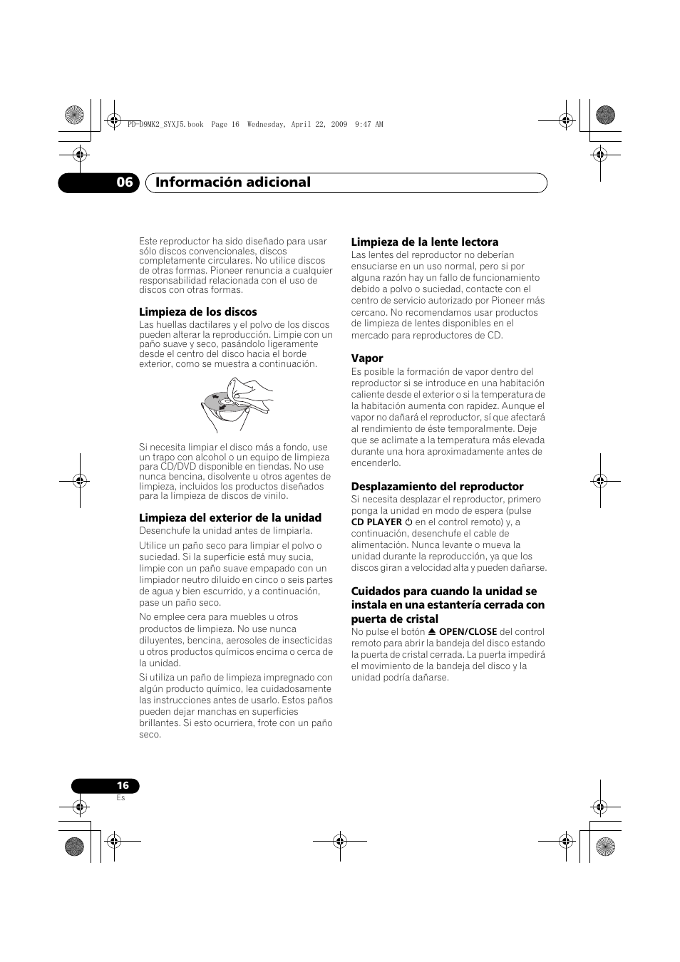 Información adicional 06 | Pioneer PD-D9MK2-K User Manual | Page 106 / 128