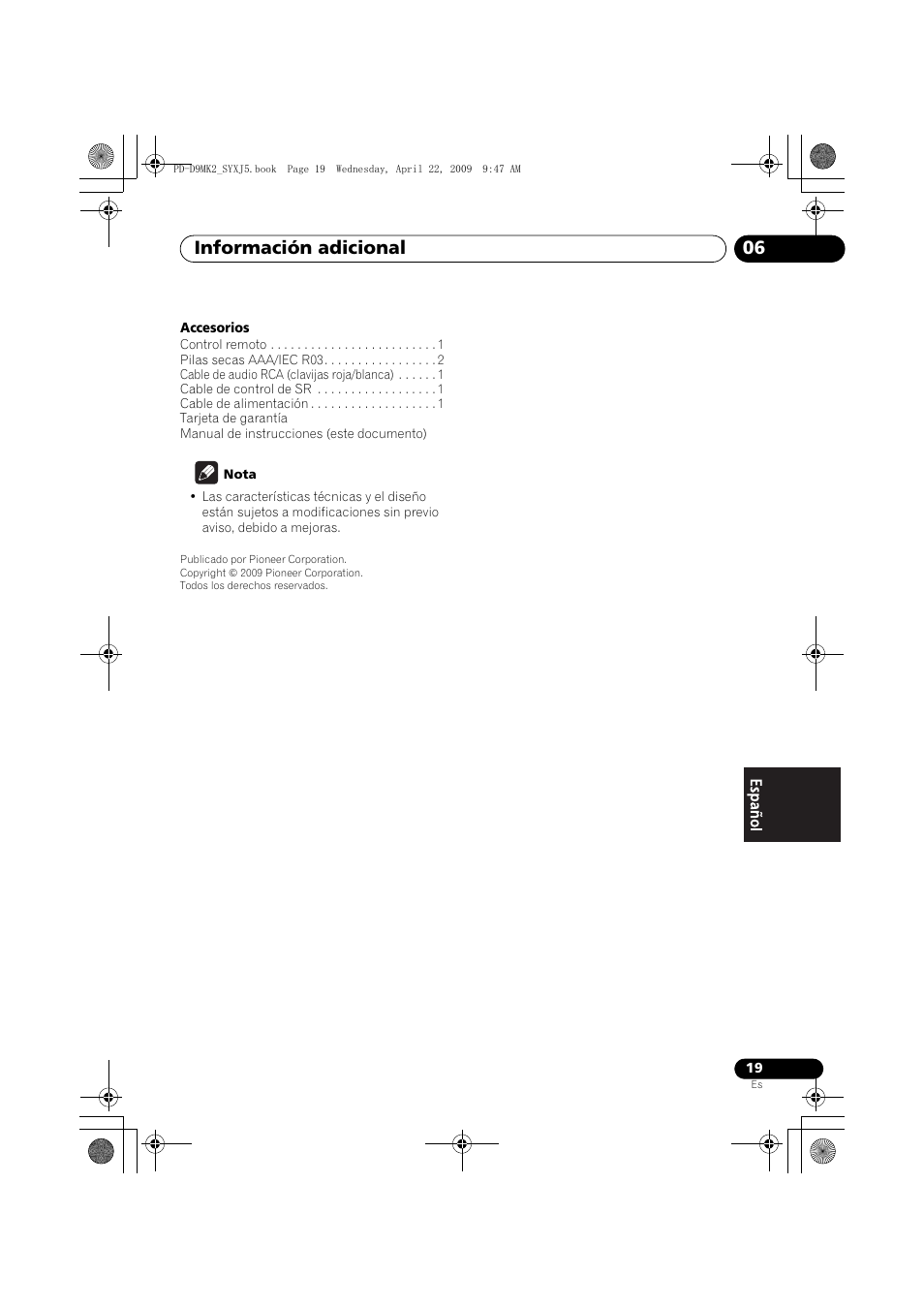 Información adicional 06 | Pioneer PD-D9MK2-K User Manual | Page 109 / 128
