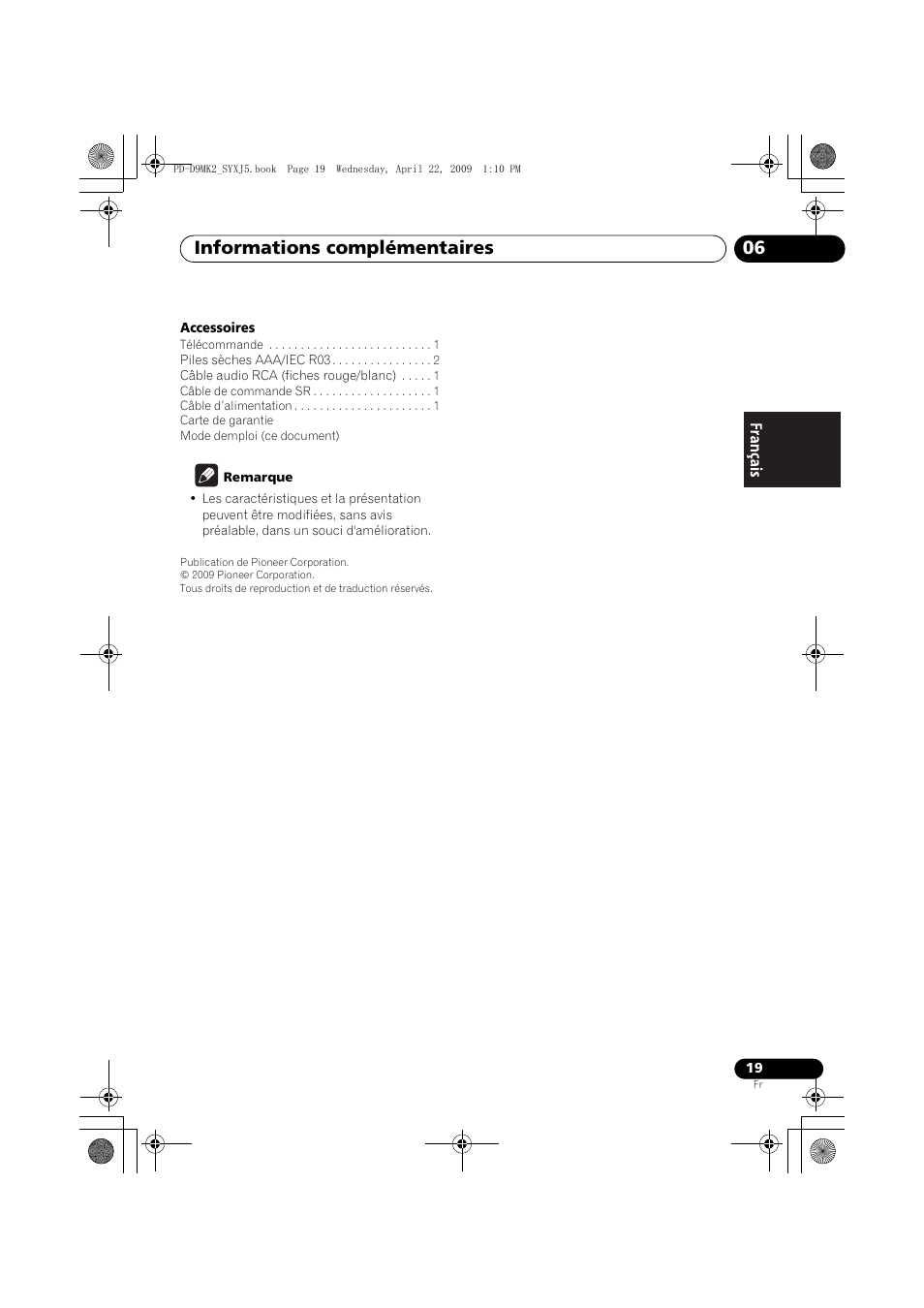 Informations complémentaires 06 | Pioneer PD-D9MK2-K User Manual | Page 37 / 128
