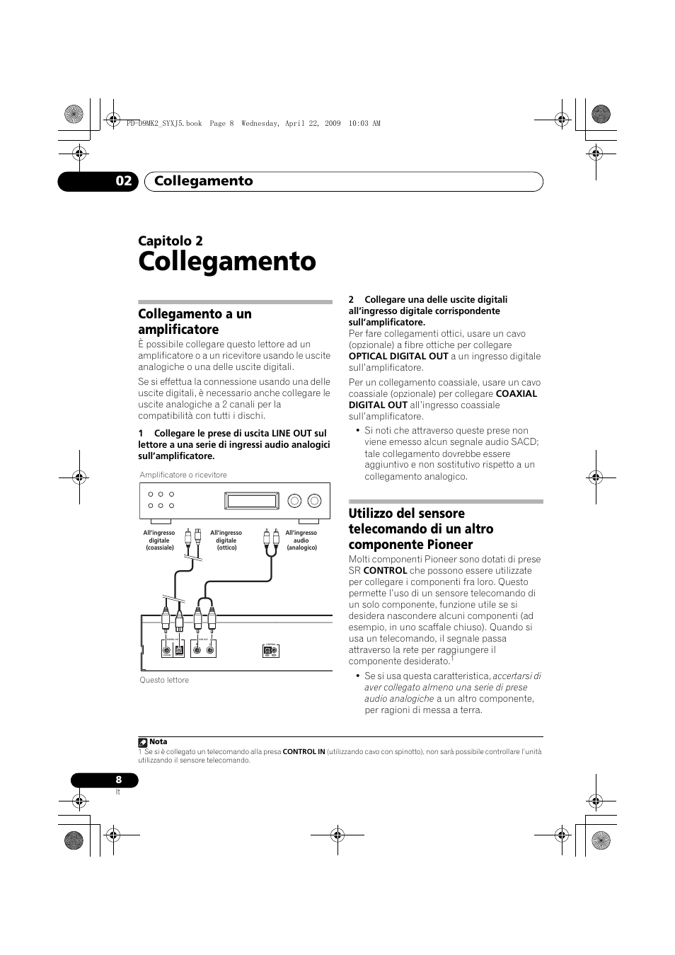 Collegamento a un amplificatore, Collegamento, Collegamento 02 | Capitolo 2 | Pioneer PD-D9MK2-K User Manual | Page 80 / 128