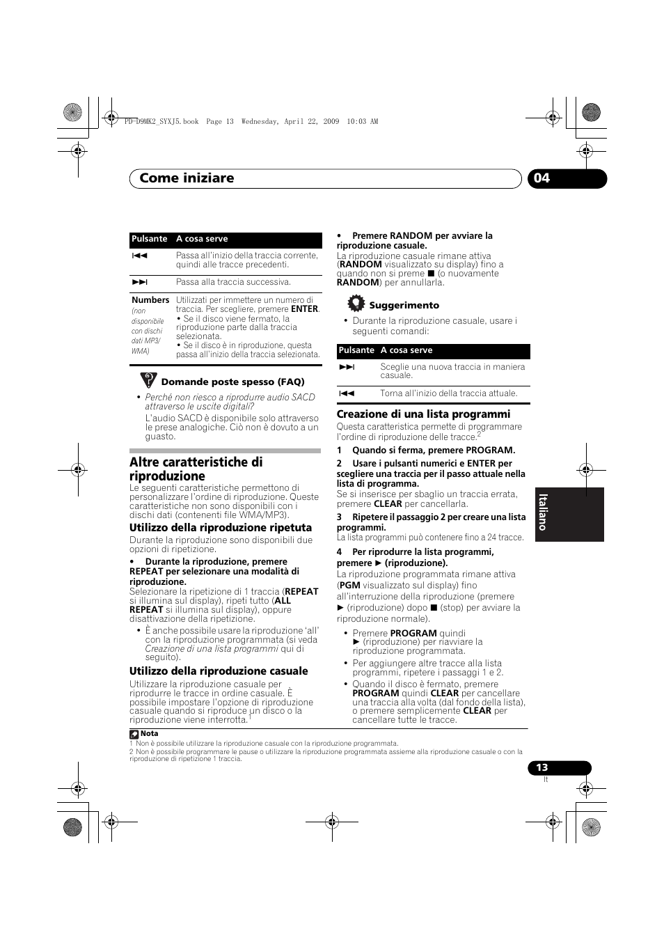 Altre caratteristiche di riproduzione, Come iniziare 04 | Pioneer PD-D9MK2-K User Manual | Page 85 / 128