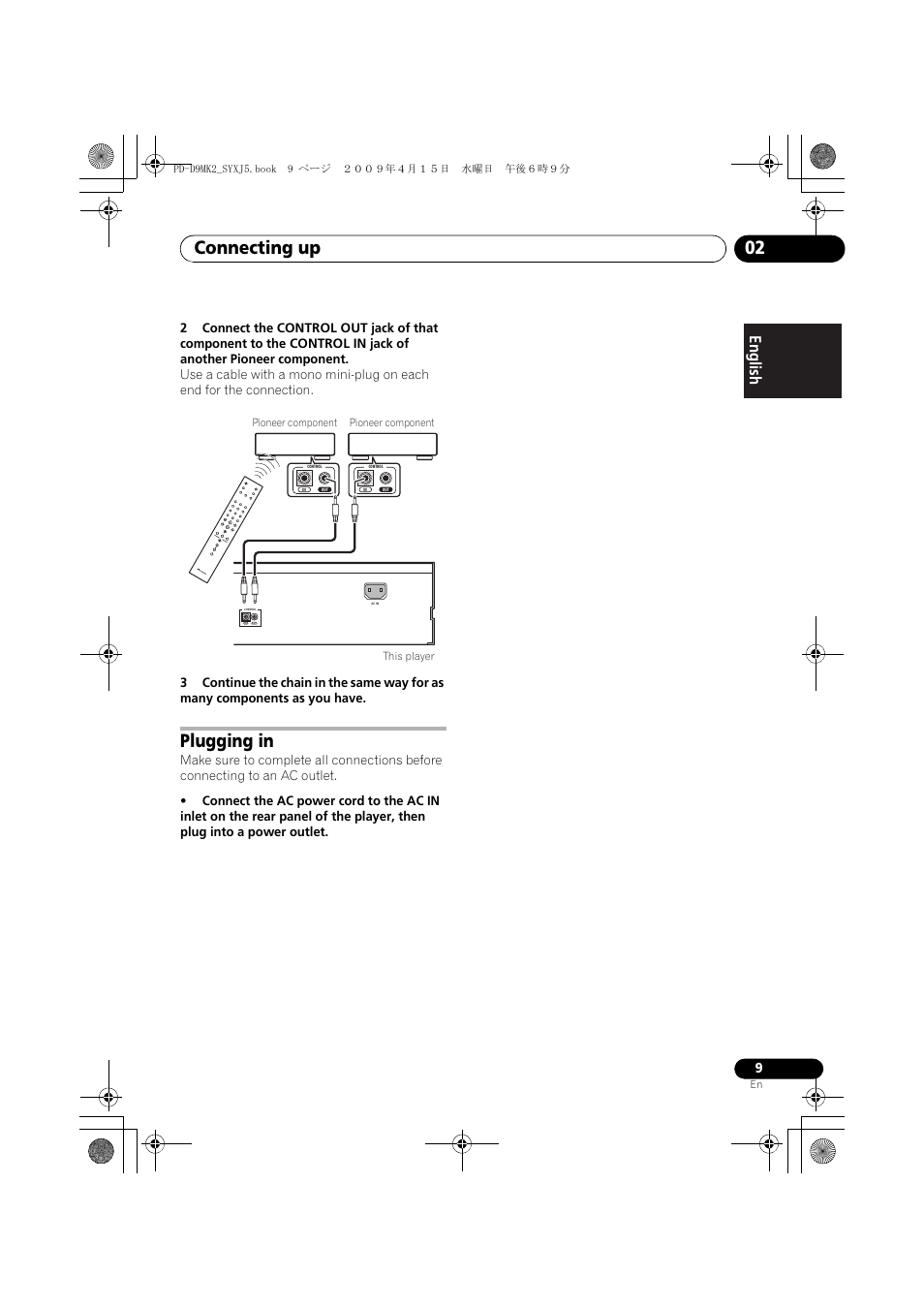 Plugging in, Connecting up 02 | Pioneer PD-D9MK2-K User Manual | Page 9 / 128