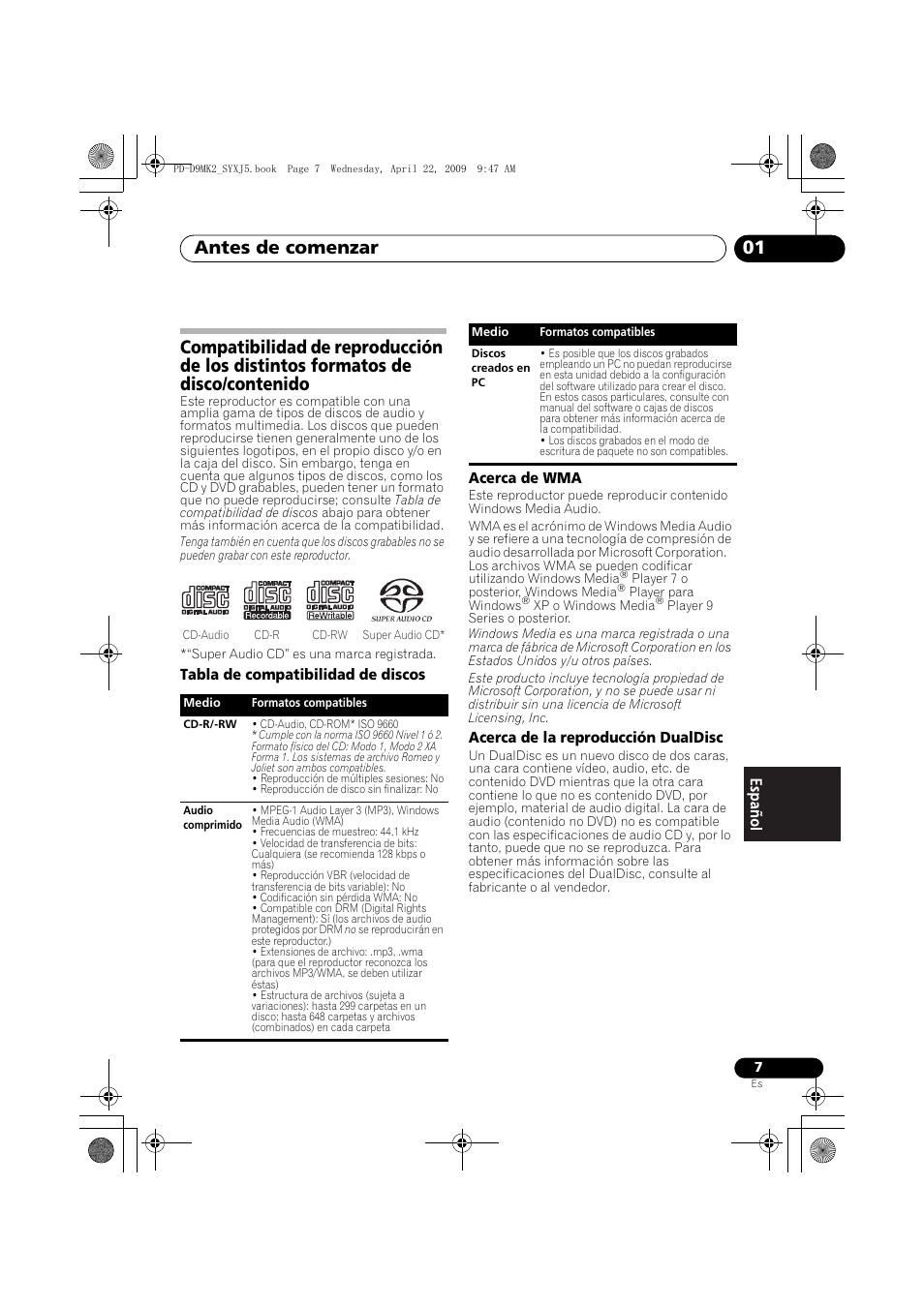 Antes de comenzar 01 | Pioneer PD-D9MK2-K User Manual | Page 97 / 128