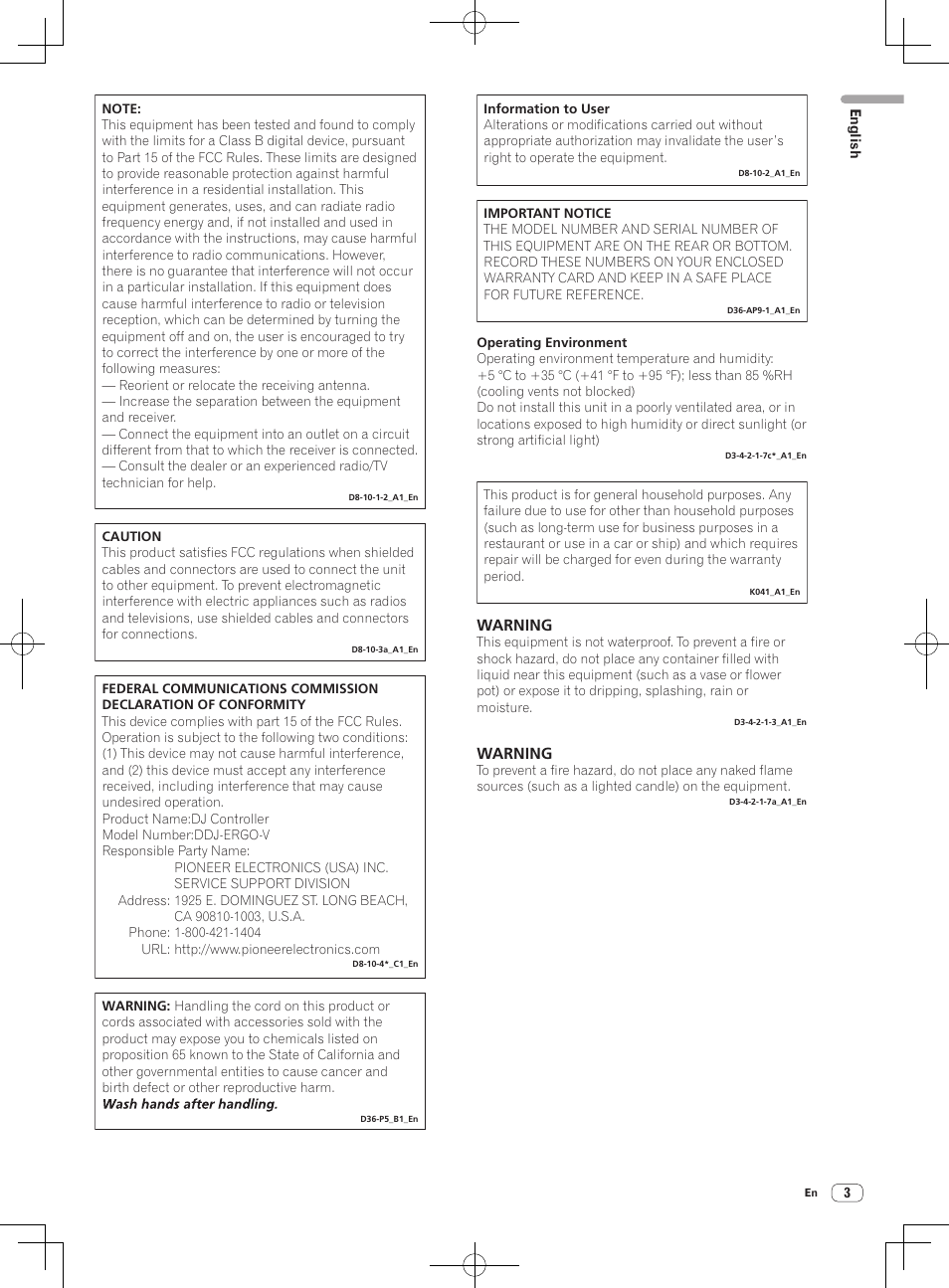 Warning | Pioneer DDJ-ERGO-V User Manual | Page 3 / 28
