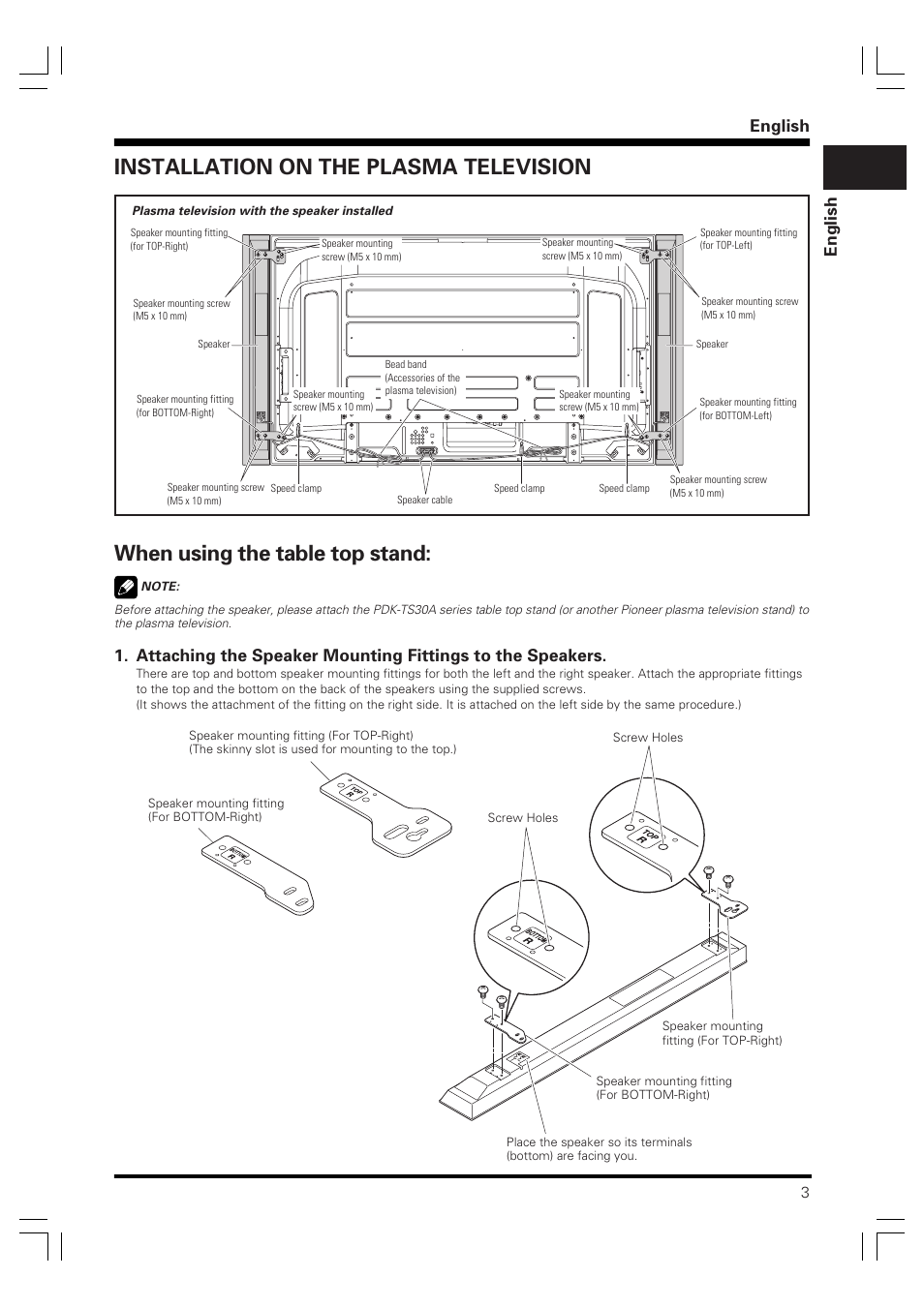 Operating instructions, Speaker system, English | Pioneer PDP-S61 User Manual | Page 3 / 44