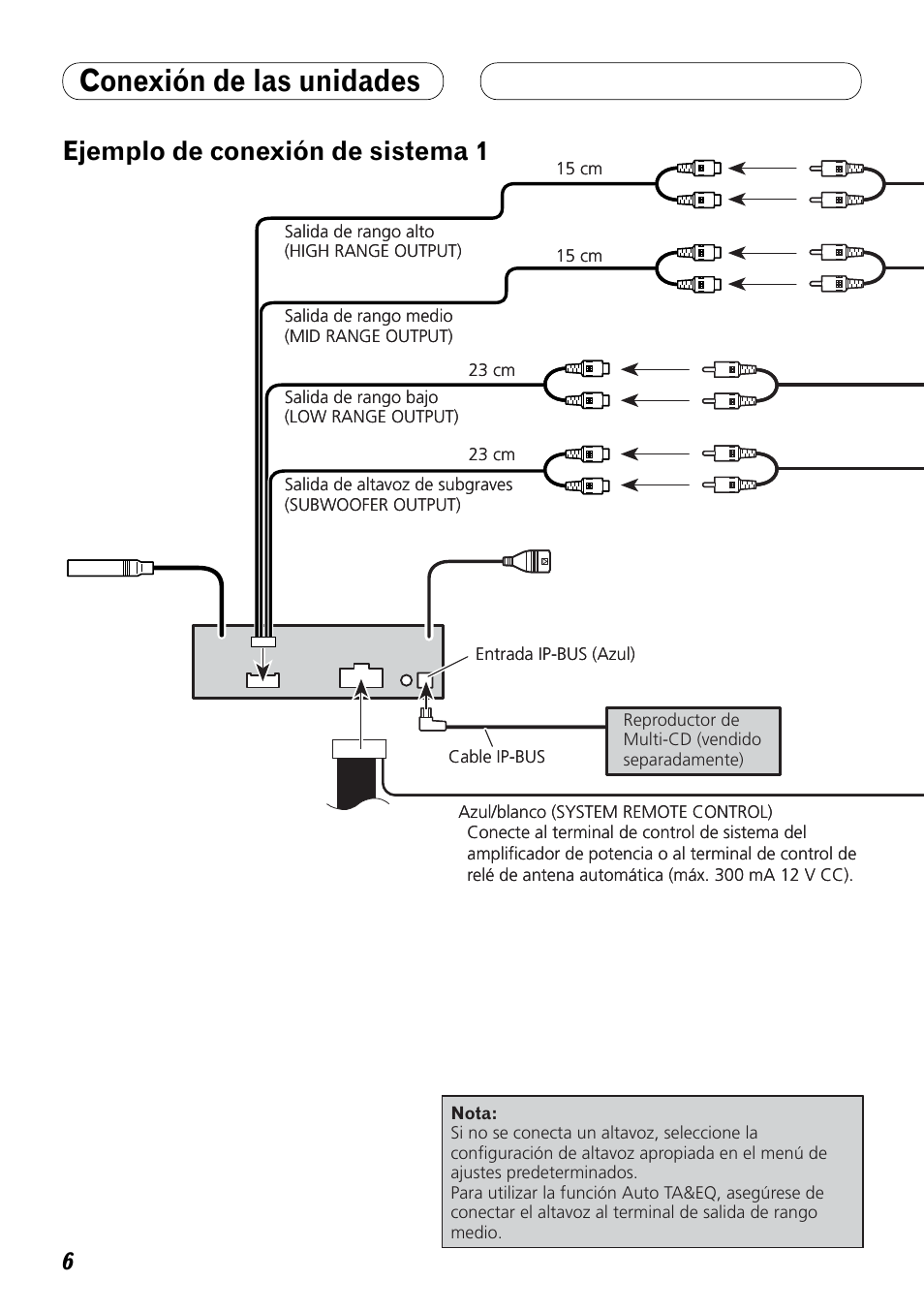 Ejemplo de conexión de sistema 1, Conexión de las unidades | Pioneer DEX-P99RS User Manual | Page 20 / 99