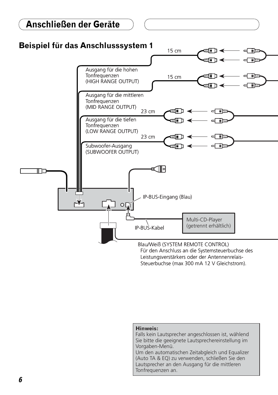 Beispiel für das anschlusssystem 1, Anschließen der geräte | Pioneer DEX-P99RS User Manual | Page 34 / 99