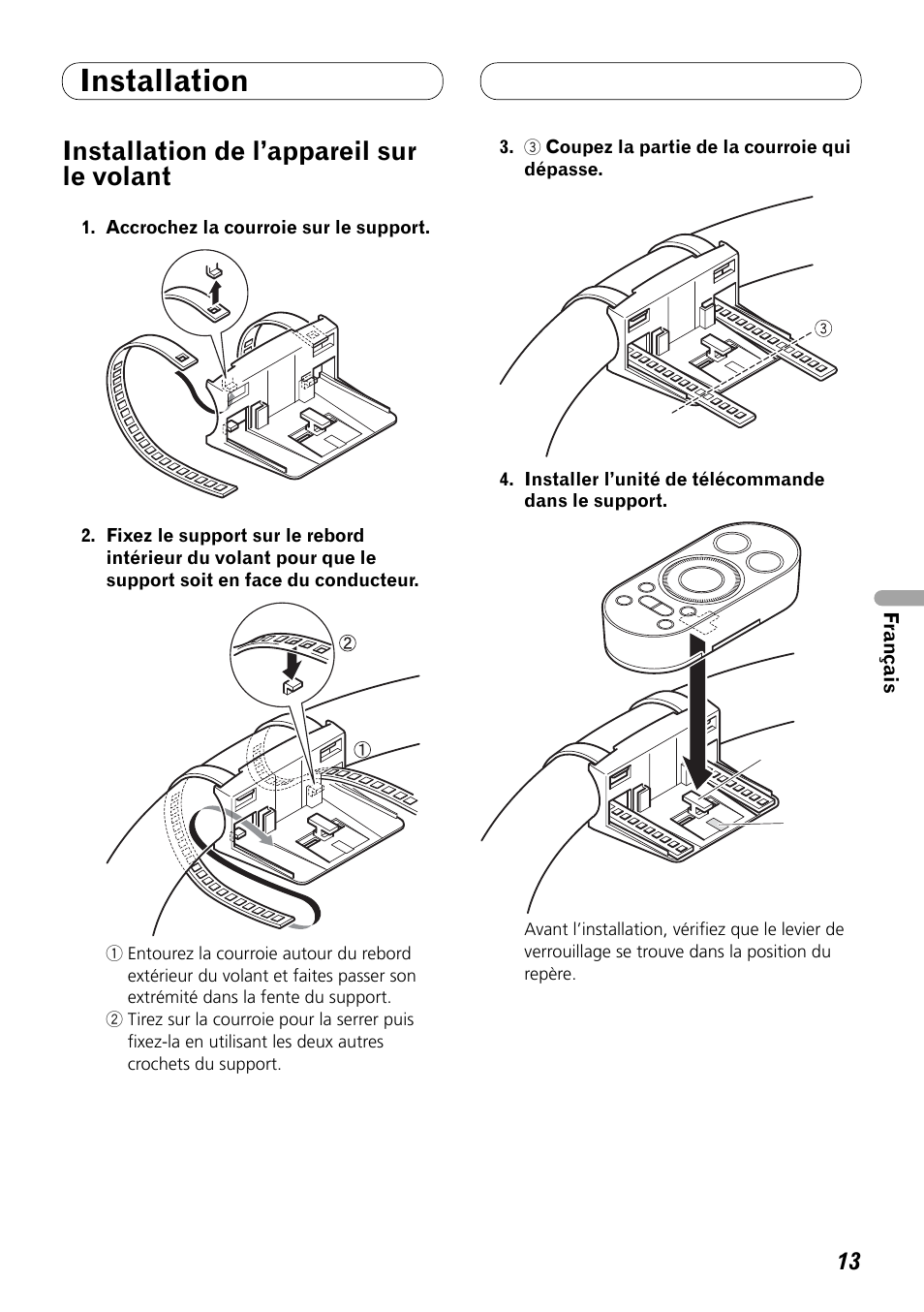 Installation de l’appareil sur le volant, Installation | Pioneer DEX-P99RS User Manual | Page 55 / 99