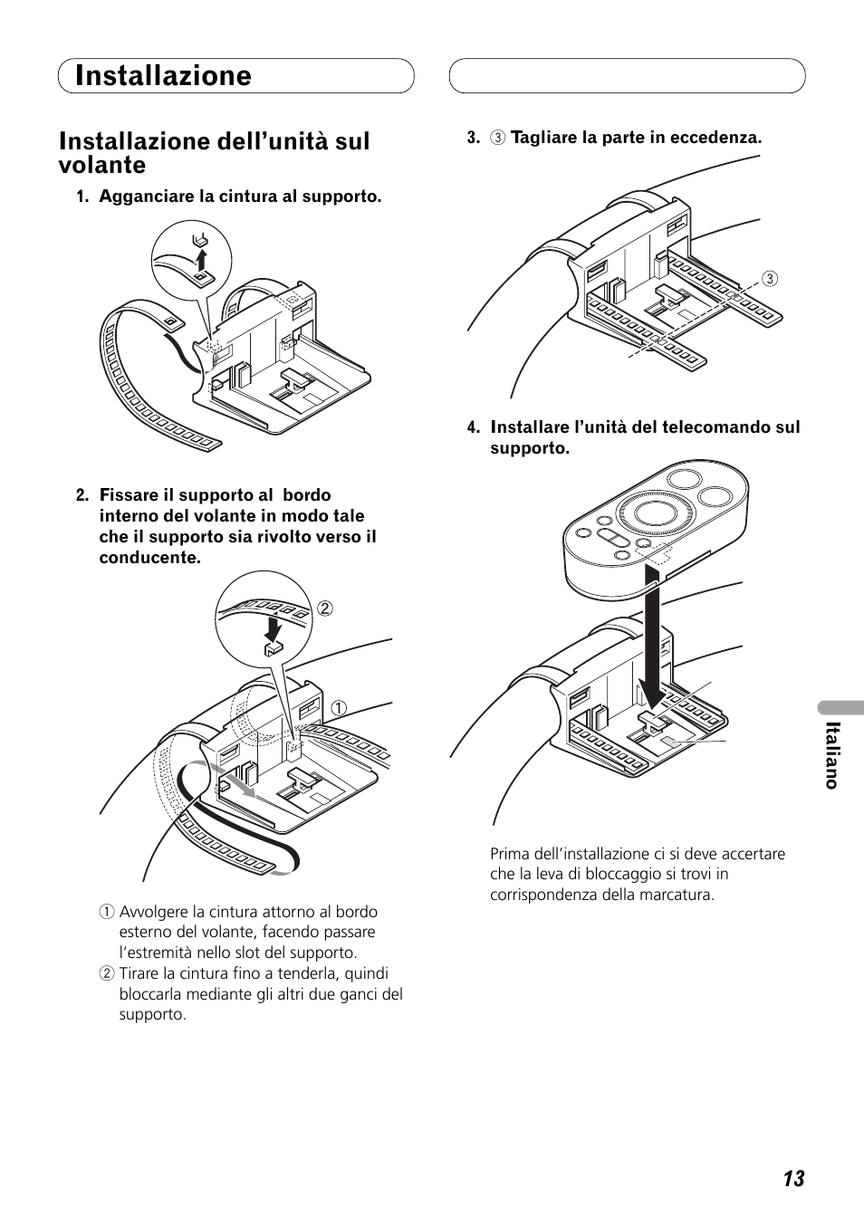 Installazione dell’unità sul volante, Installazione | Pioneer DEX-P99RS User Manual | Page 69 / 99