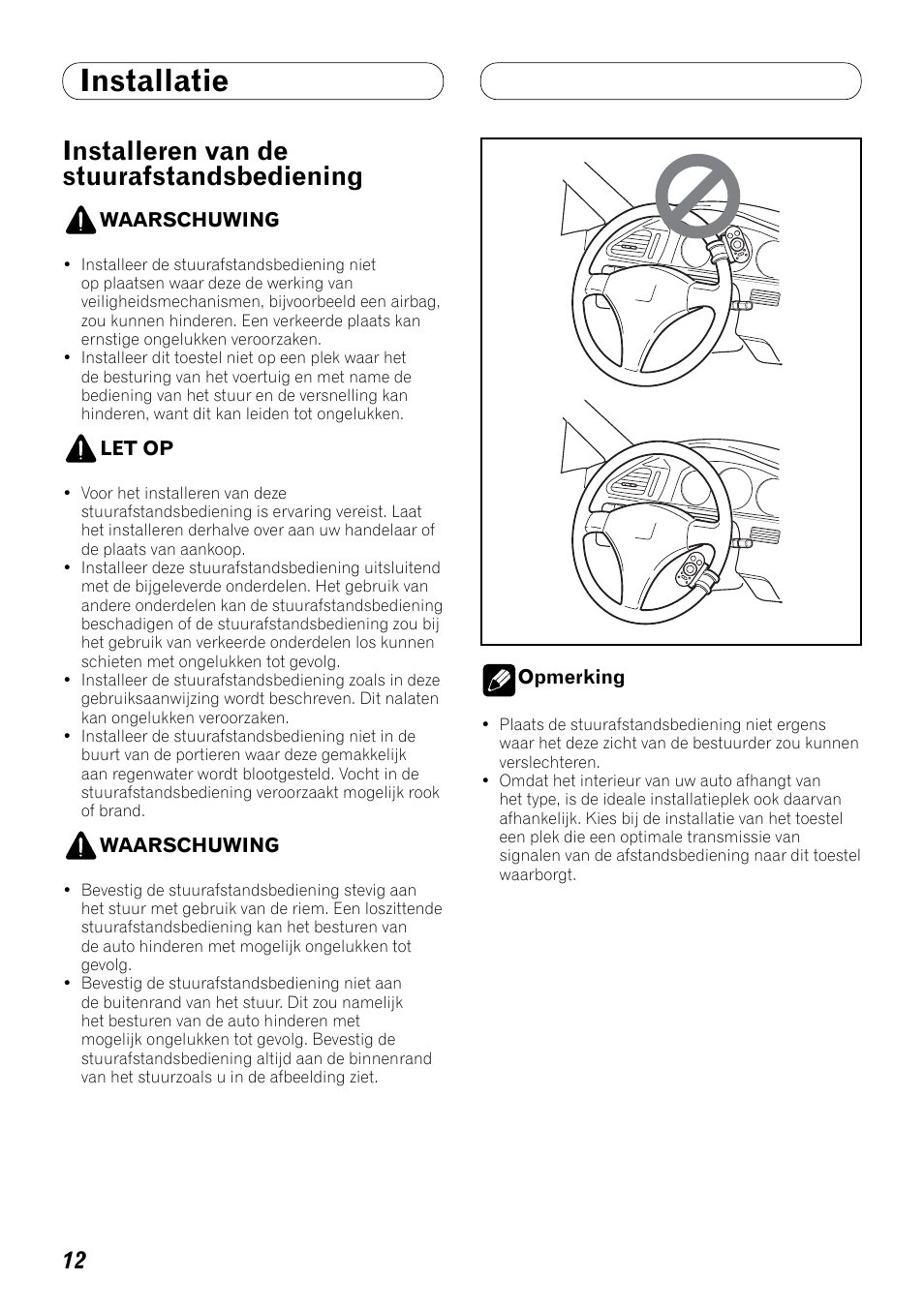 Installeren van de, Stuurafstandsbediening, Installatie | Installeren van de stuurafstandsbediening | Pioneer DEX-P99RS User Manual | Page 82 / 99