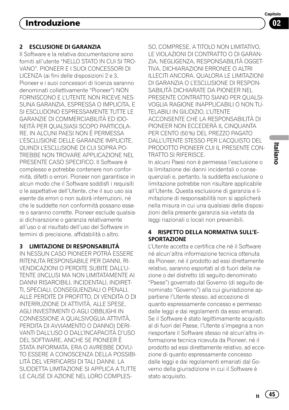 02 introduzione | Pioneer AVIC-F8430BT User Manual | Page 45 / 104