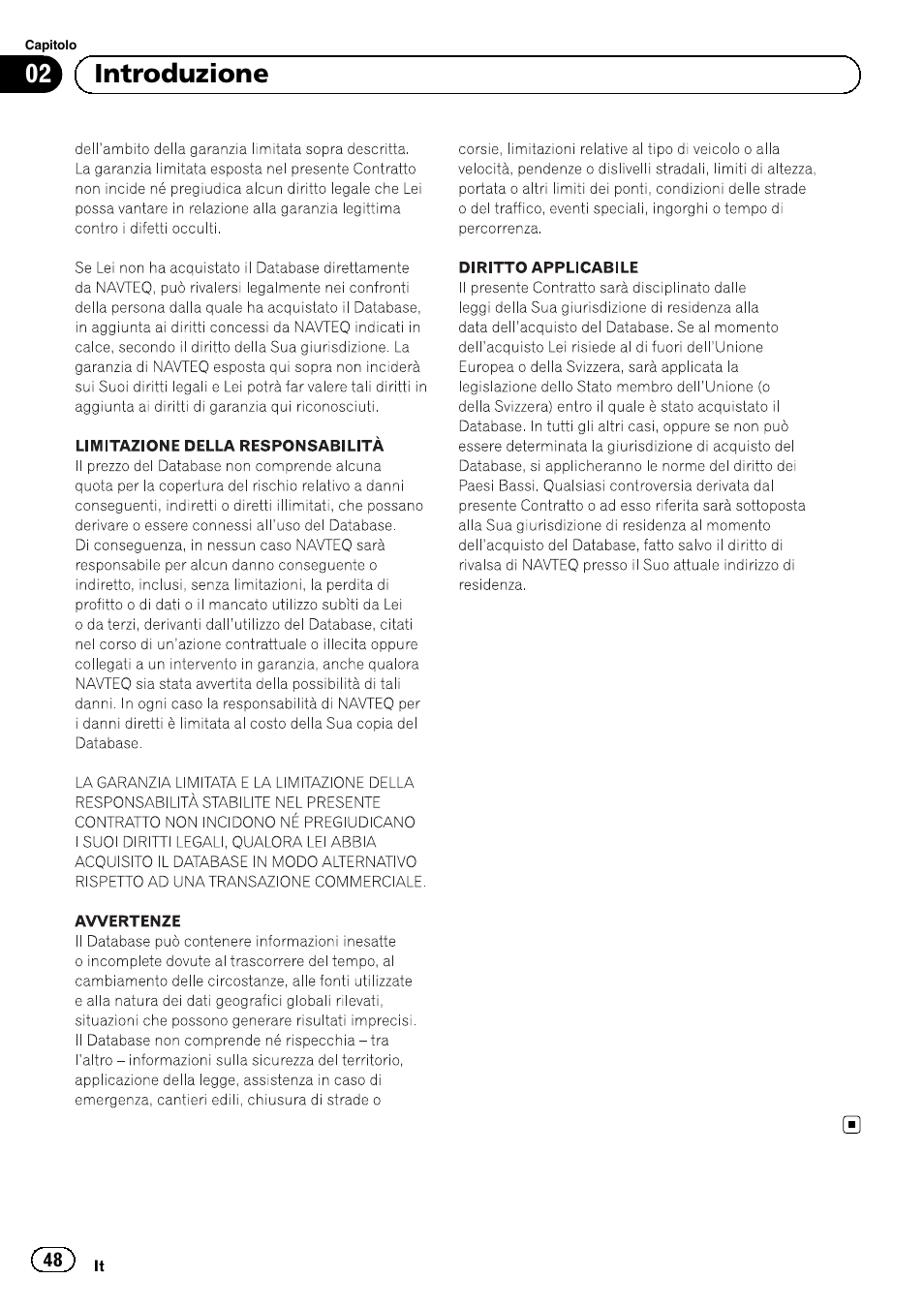02 introduzione | Pioneer AVIC-F8430BT User Manual | Page 48 / 104