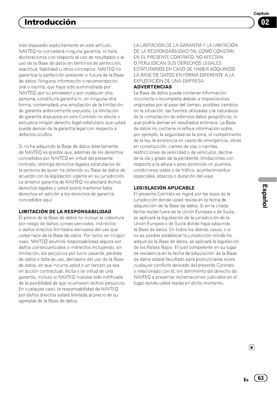 02 introducción | Pioneer AVIC-F8430BT User Manual | Page 63 / 104
