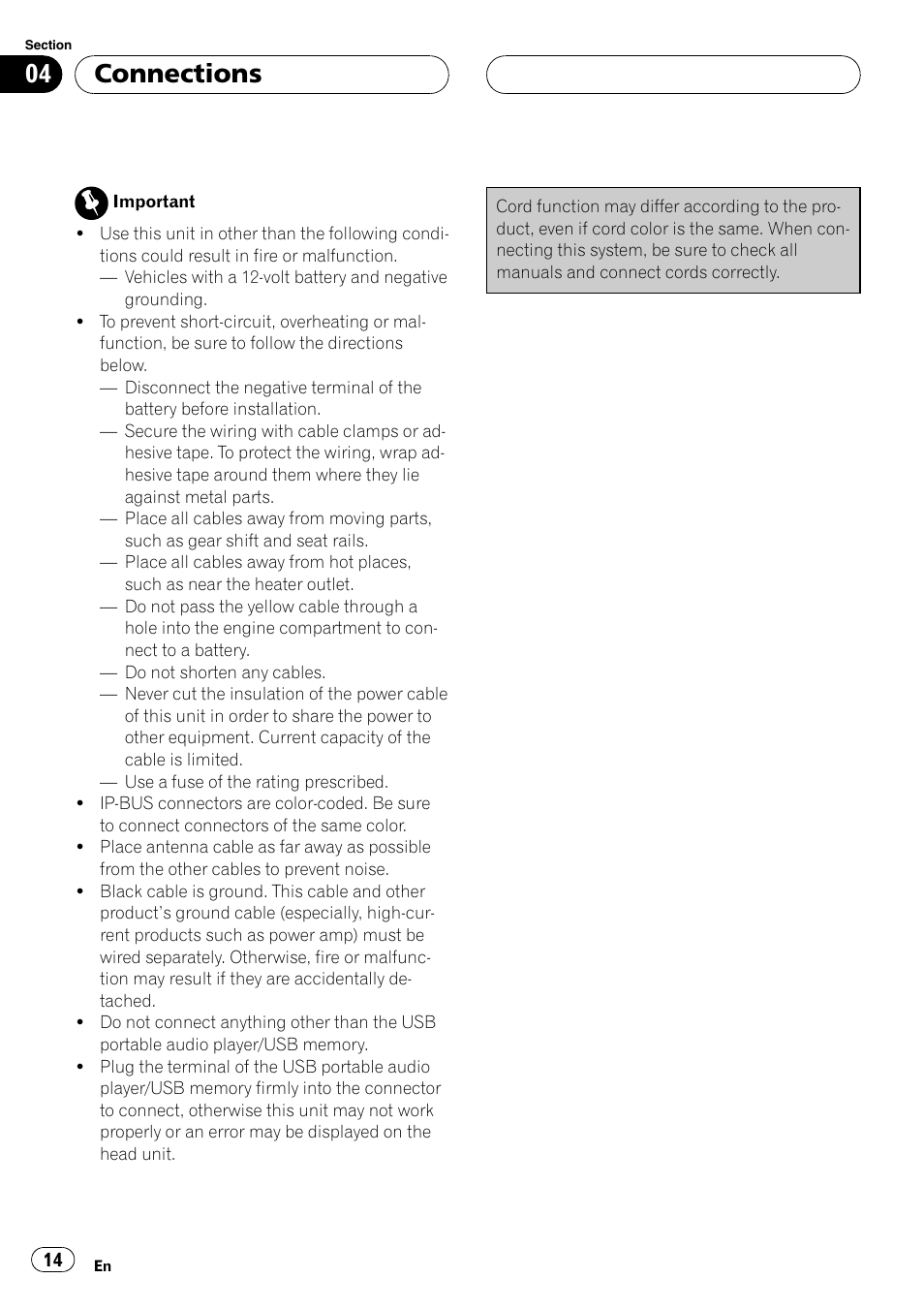 Connections | Pioneer CD-UB100 User Manual | Page 14 / 103