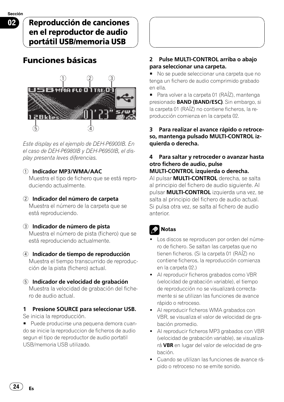 Funciones básicas | Pioneer CD-UB100 User Manual | Page 24 / 103