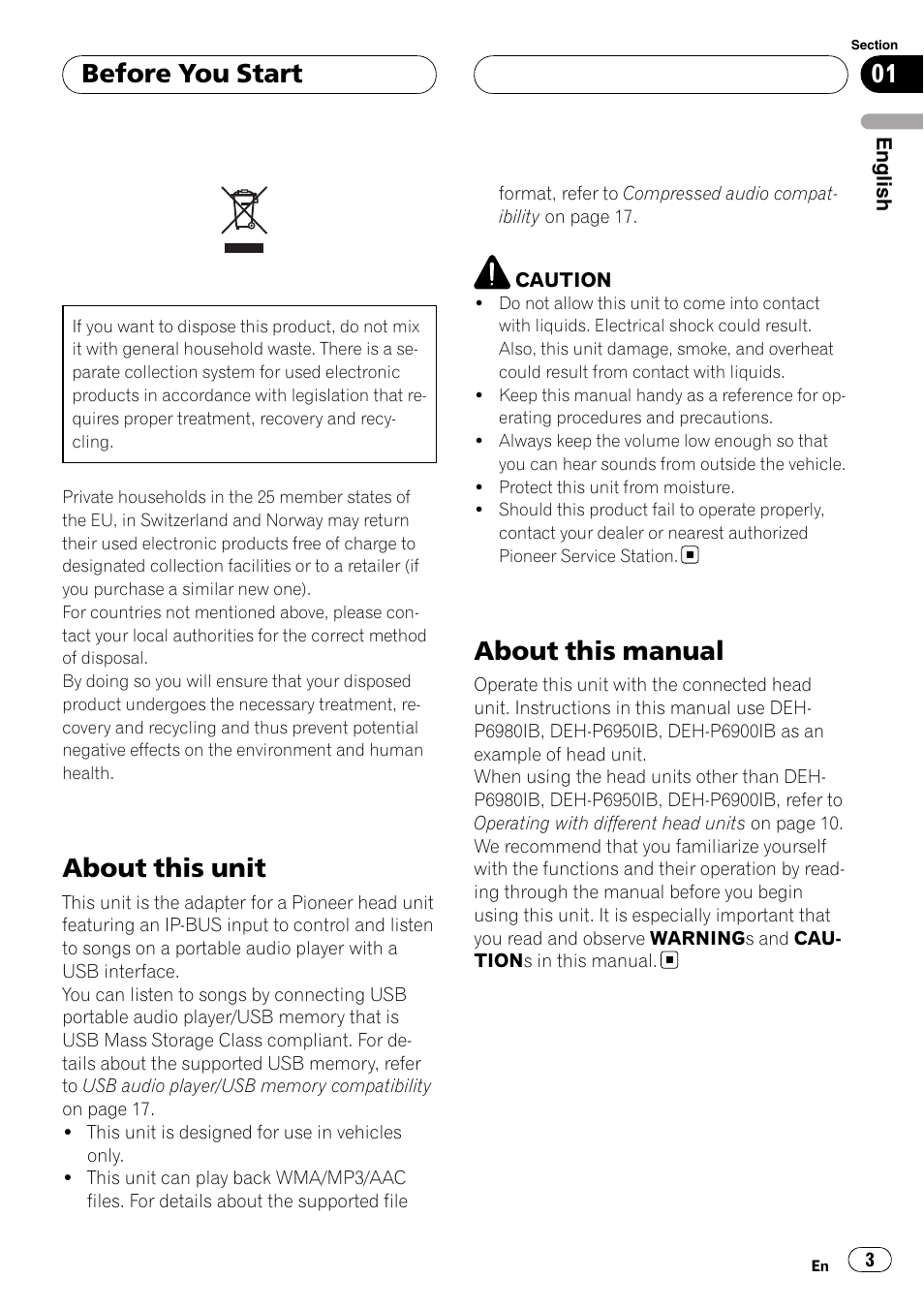 Before you start, About this unit, About this manual | Pioneer CD-UB100 User Manual | Page 3 / 103