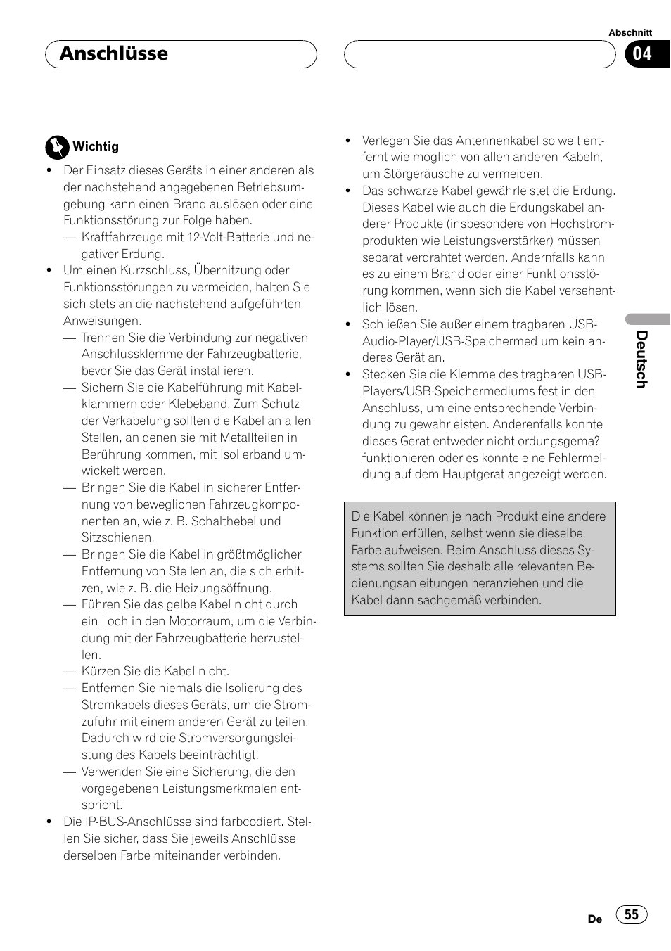 Anschlüsse | Pioneer CD-UB100 User Manual | Page 55 / 103