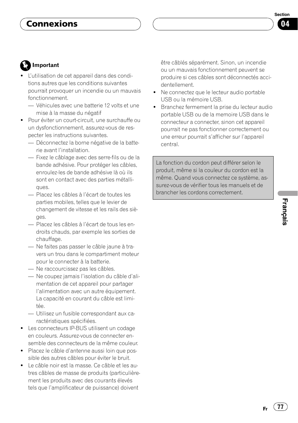 Connexions | Pioneer CD-UB100 User Manual | Page 77 / 103