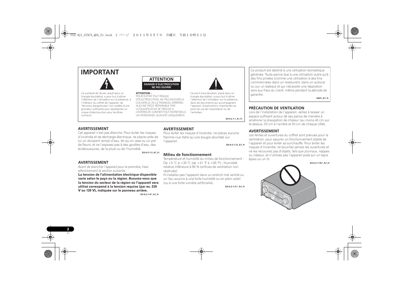 Important | Pioneer VSX-421 User Manual | Page 16 / 100