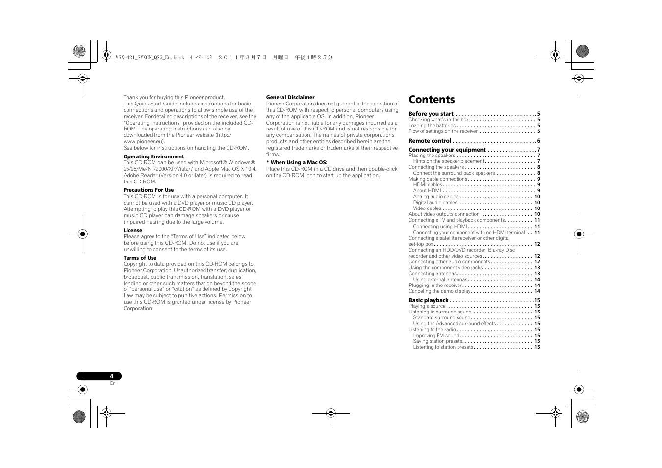 Pioneer VSX-421 User Manual | Page 4 / 100