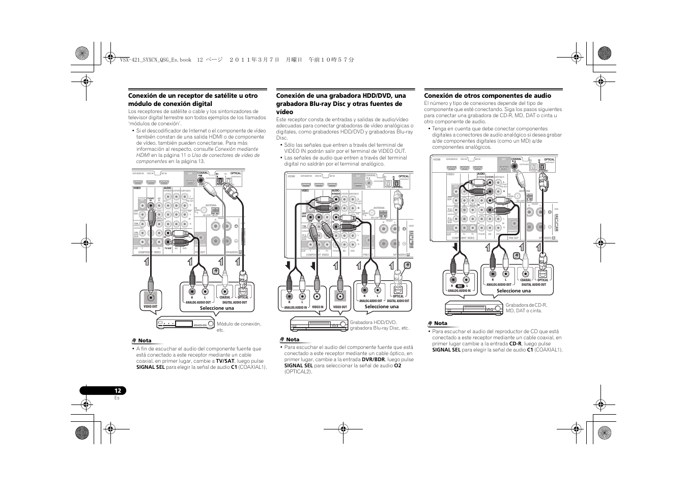 Conexión de otros componentes de audio | Pioneer VSX-421 User Manual | Page 82 / 100