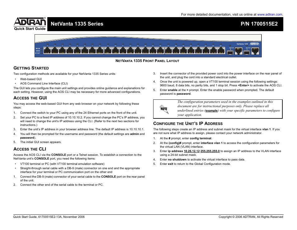 ADTRAN NetVanta 1335 Series User Manual | 2 pages