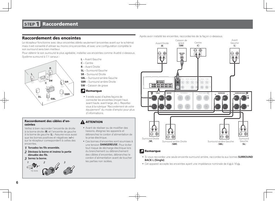 Raccordement, Raccordement des enceintes | Pioneer SC-LX58-K User Manual | Page 16 / 76