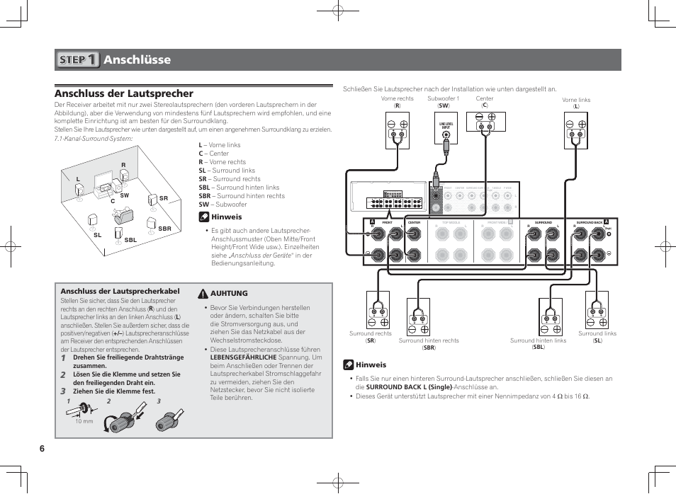 Anschlüsse, Anschluss der lautsprecher | Pioneer SC-LX58-K User Manual | Page 26 / 76