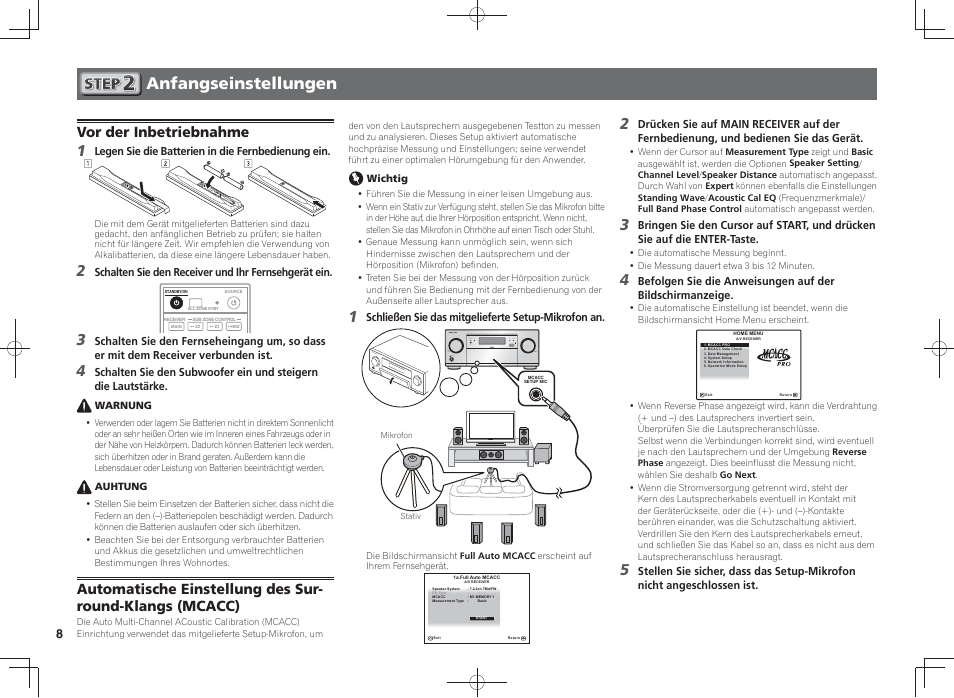 Anfangseinstellungen, Vor der inbetriebnahme | Pioneer SC-LX58-K User Manual | Page 28 / 76