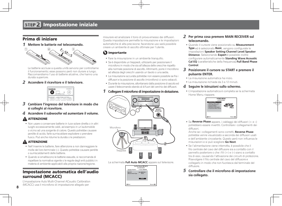 Impostazione iniziale, Prima di iniziare | Pioneer SC-LX58-K User Manual | Page 38 / 76