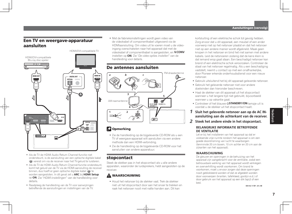 De antennes aansluiten antenna am loop fm unbal 75, Stopcontact | Pioneer SC-LX58-K User Manual | Page 47 / 76