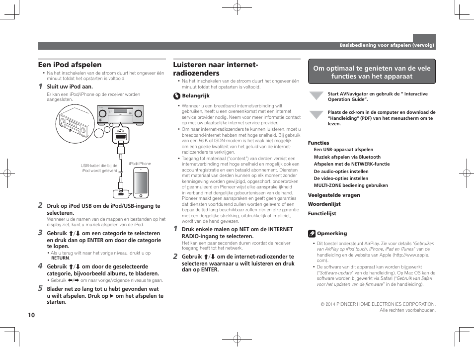 Een ipod afspelen, Luisteren naar internet- radiozenders | Pioneer SC-LX58-K User Manual | Page 50 / 76