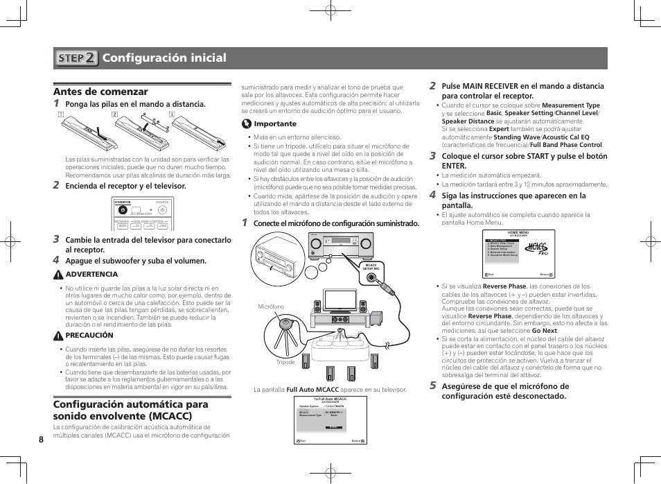 Configuración inicial, Antes de comenzar | Pioneer SC-LX58-K User Manual | Page 58 / 76