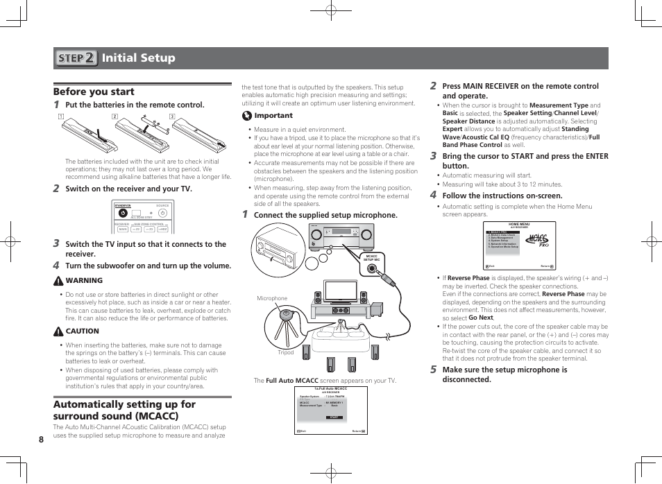 Initial setup, Before you start | Pioneer SC-LX58-K User Manual | Page 8 / 76