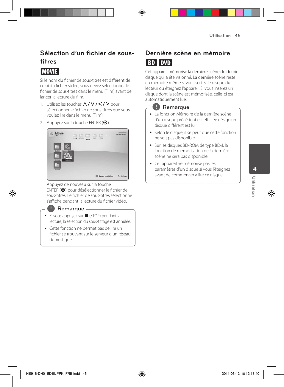 Sélection d’un fichier de sous- titres y, Dernière scène en mémoire er | Pioneer BCS-414 User Manual | Page 109 / 400