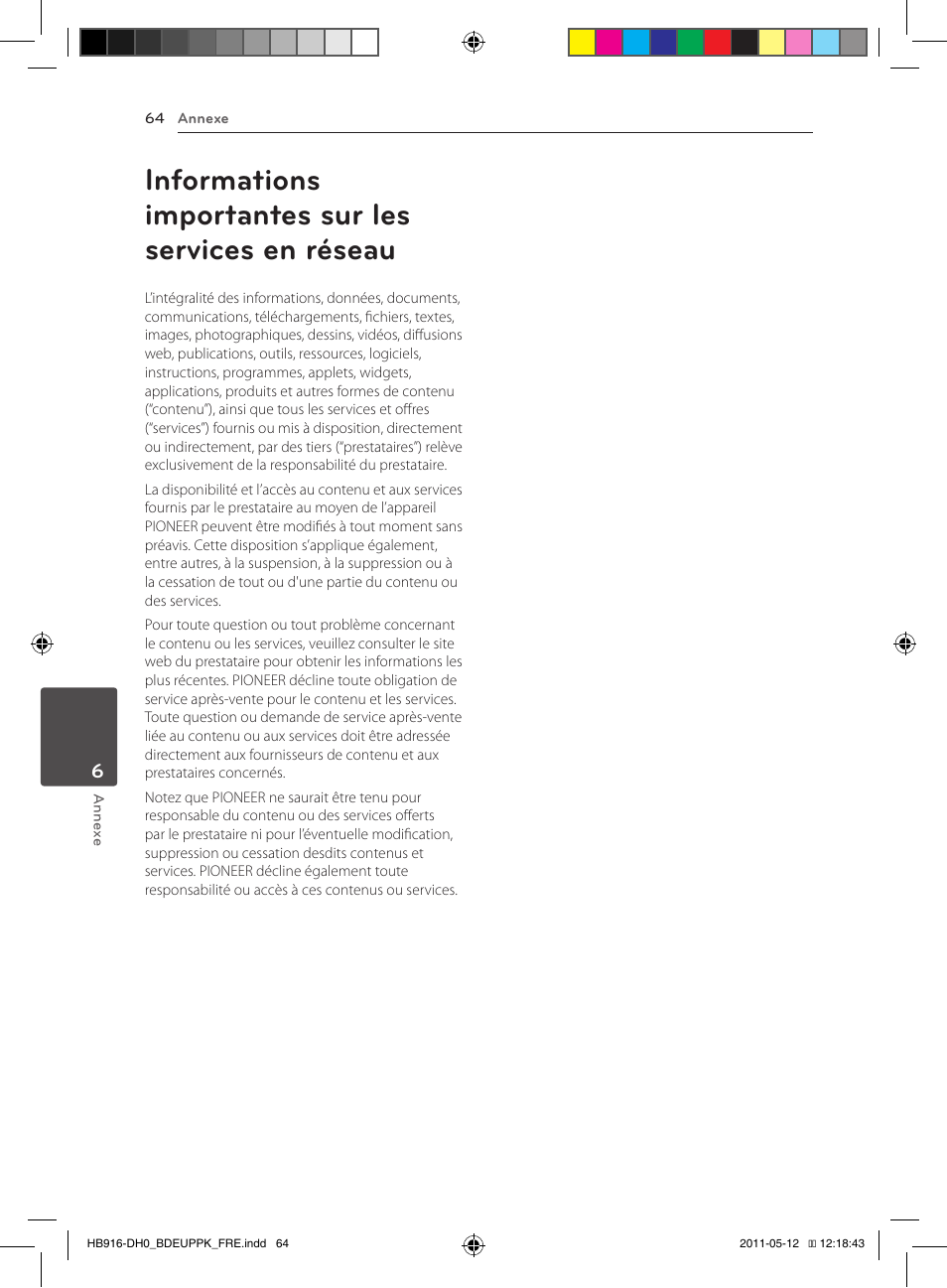 64 informations importantes sur les services, En réseau | Pioneer BCS-414 User Manual | Page 128 / 400